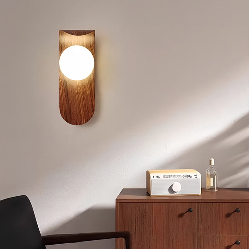 Mid-Century Minimalist Wood Grain LED Wall Lights