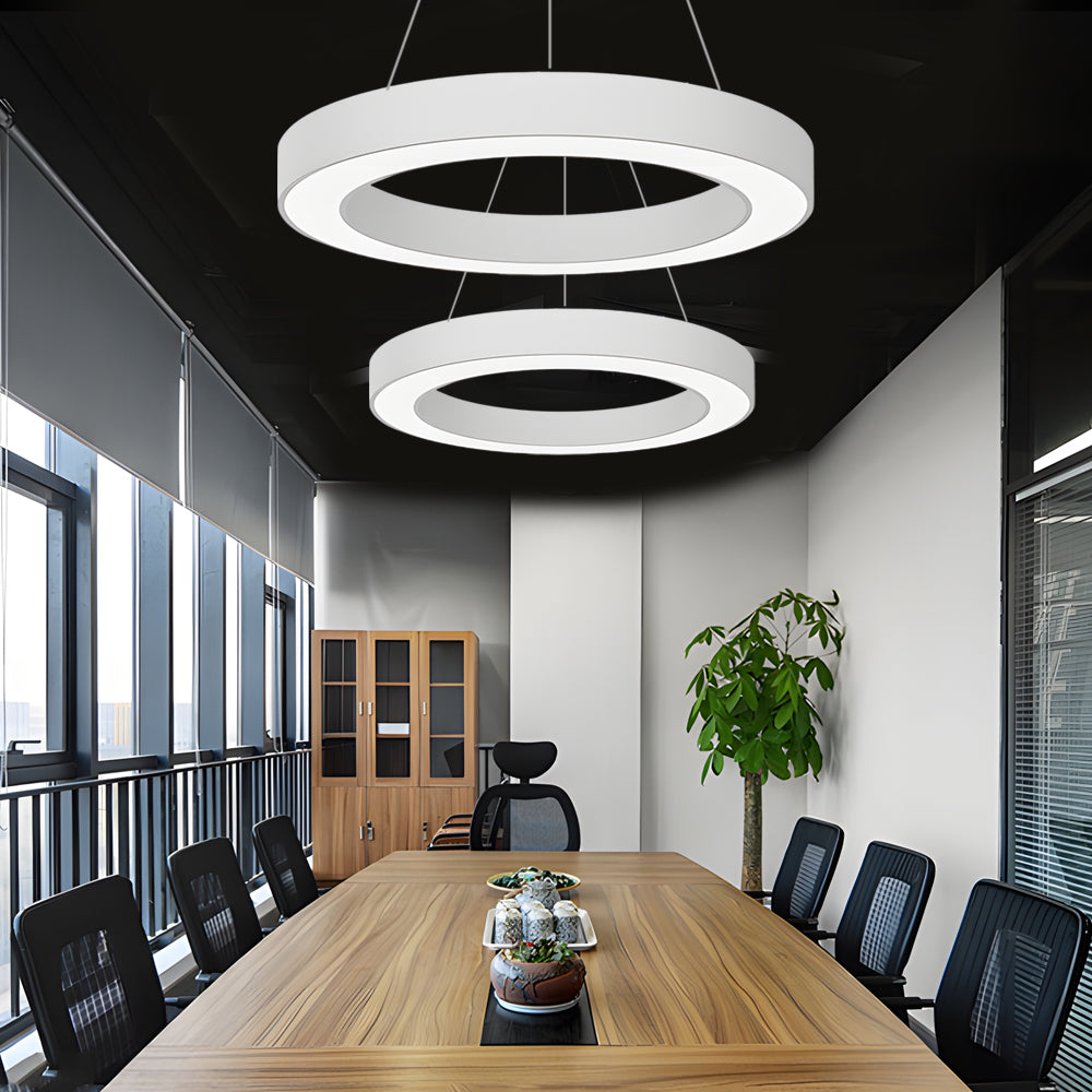 Modern LED Pendant Ring Ceiling Light - Metal & Acrylic Design