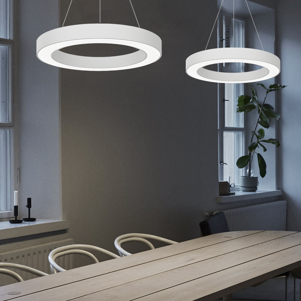 Modern LED Pendant Ring Ceiling Light - Metal & Acrylic Design