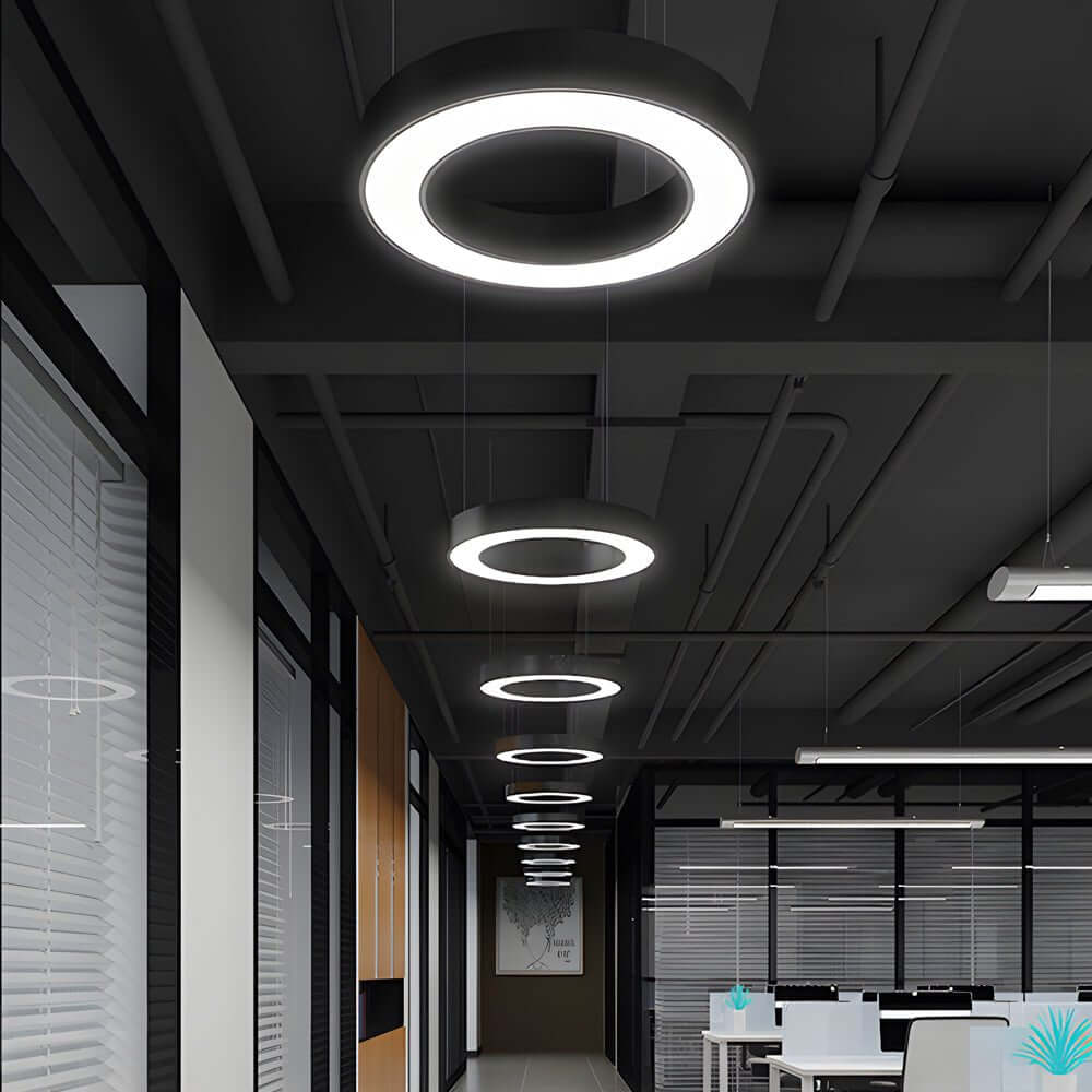 Modern LED Pendant Ring Ceiling Light - Metal & Acrylic Design