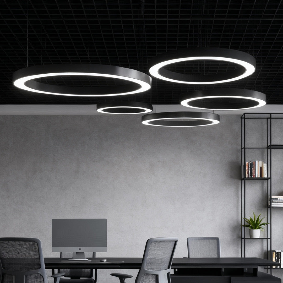 Modern LED Pendant Ring Ceiling Light - Metal & Acrylic Design