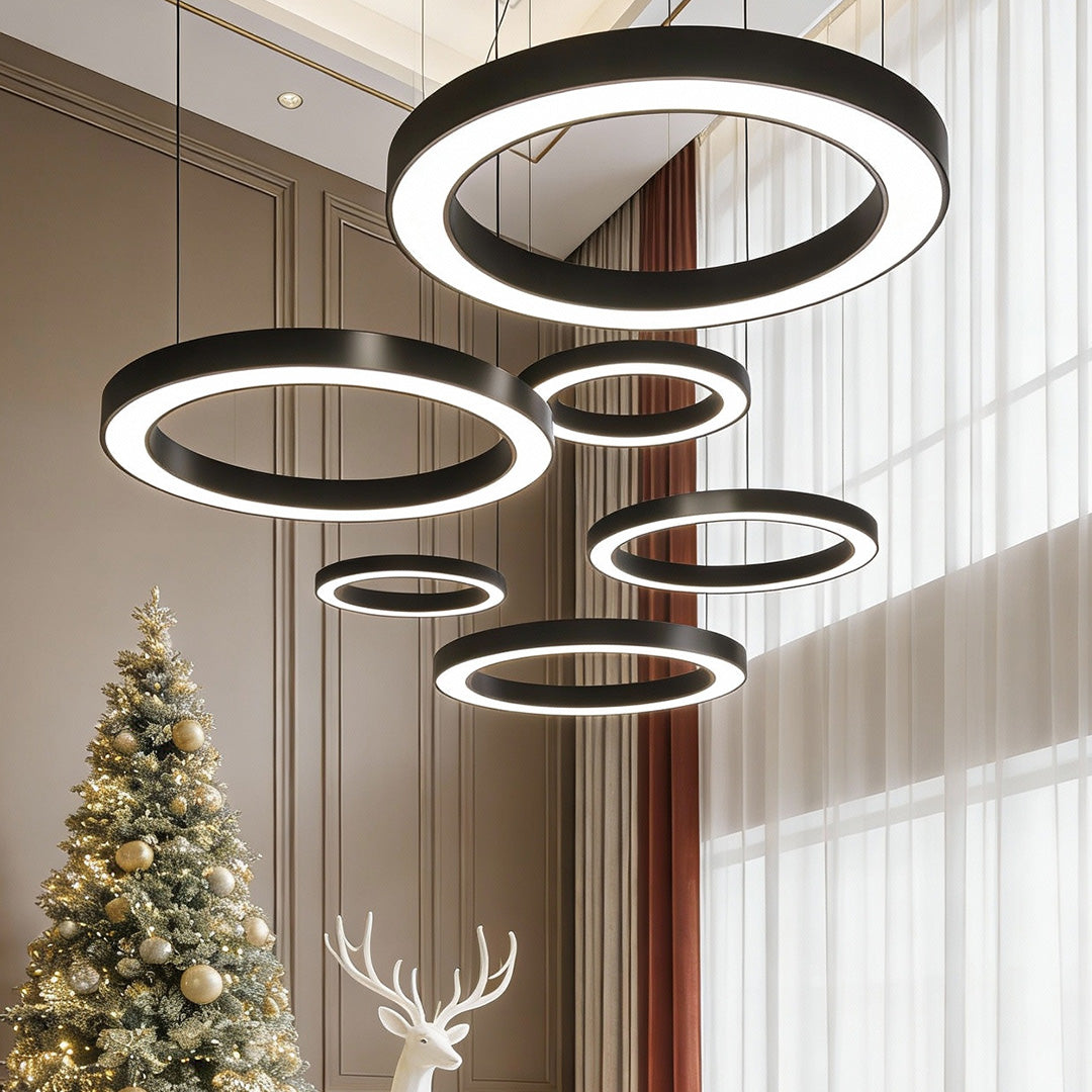 Modern LED Pendant Ring Ceiling Light - Metal & Acrylic Design