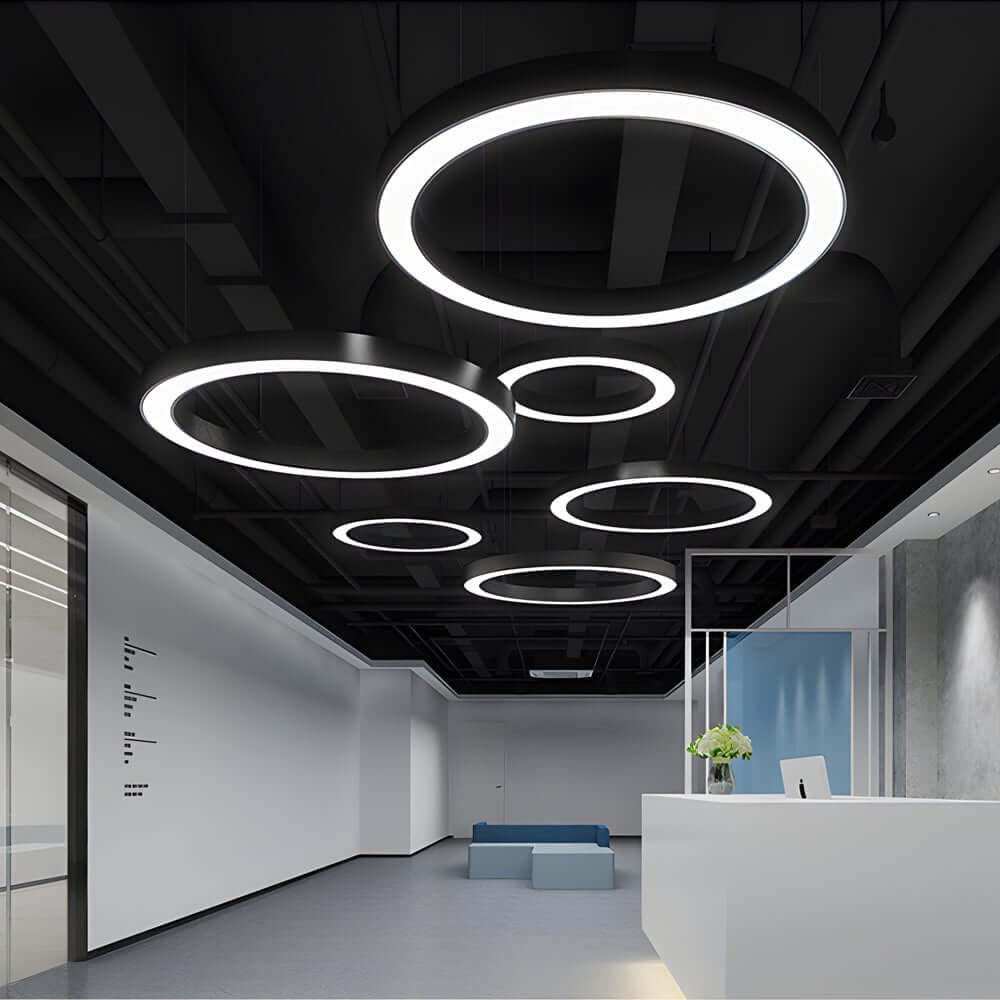 Modern LED Pendant Ring Ceiling Light - Metal & Acrylic Design