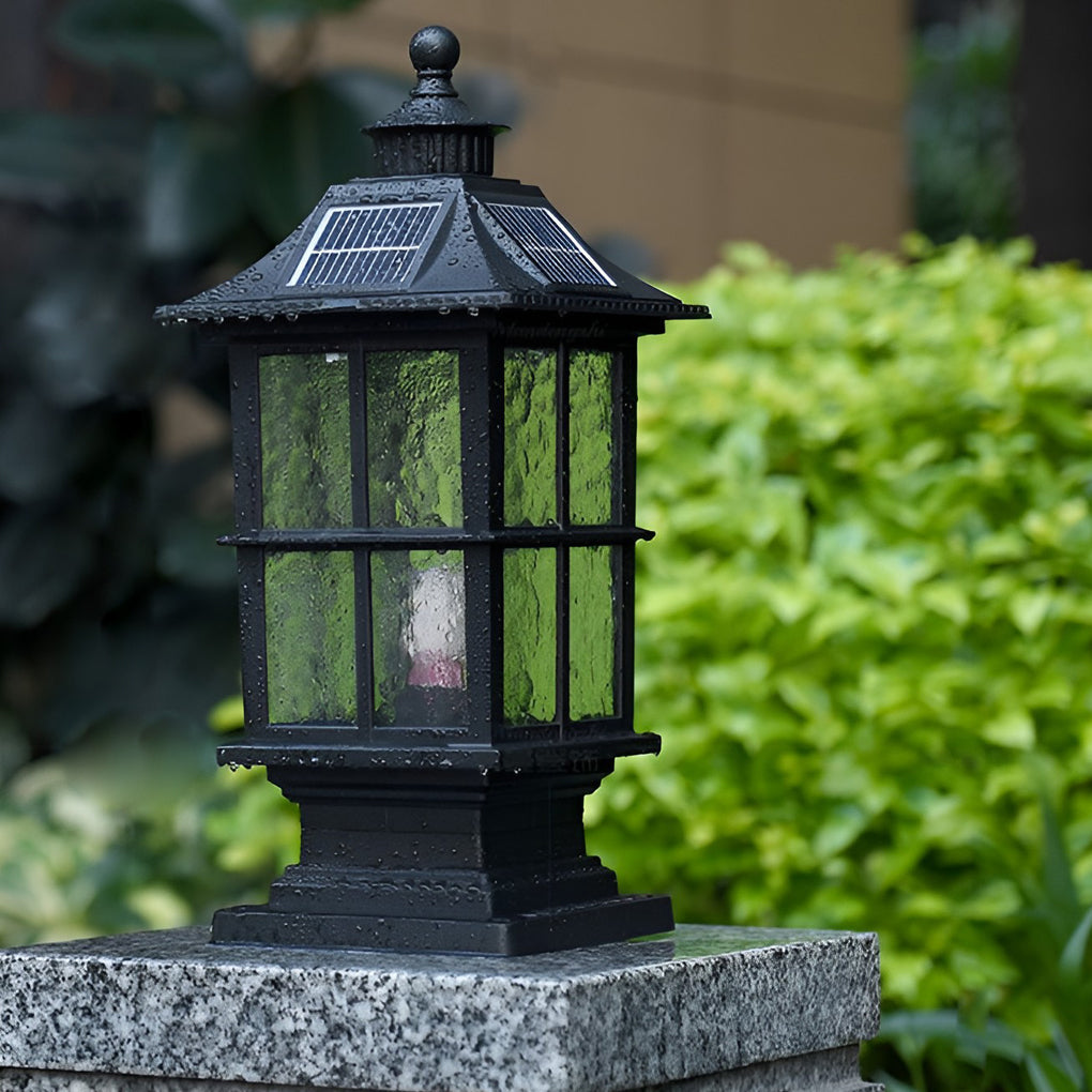 Modern Black Solar LED Pillar Landscape Light
