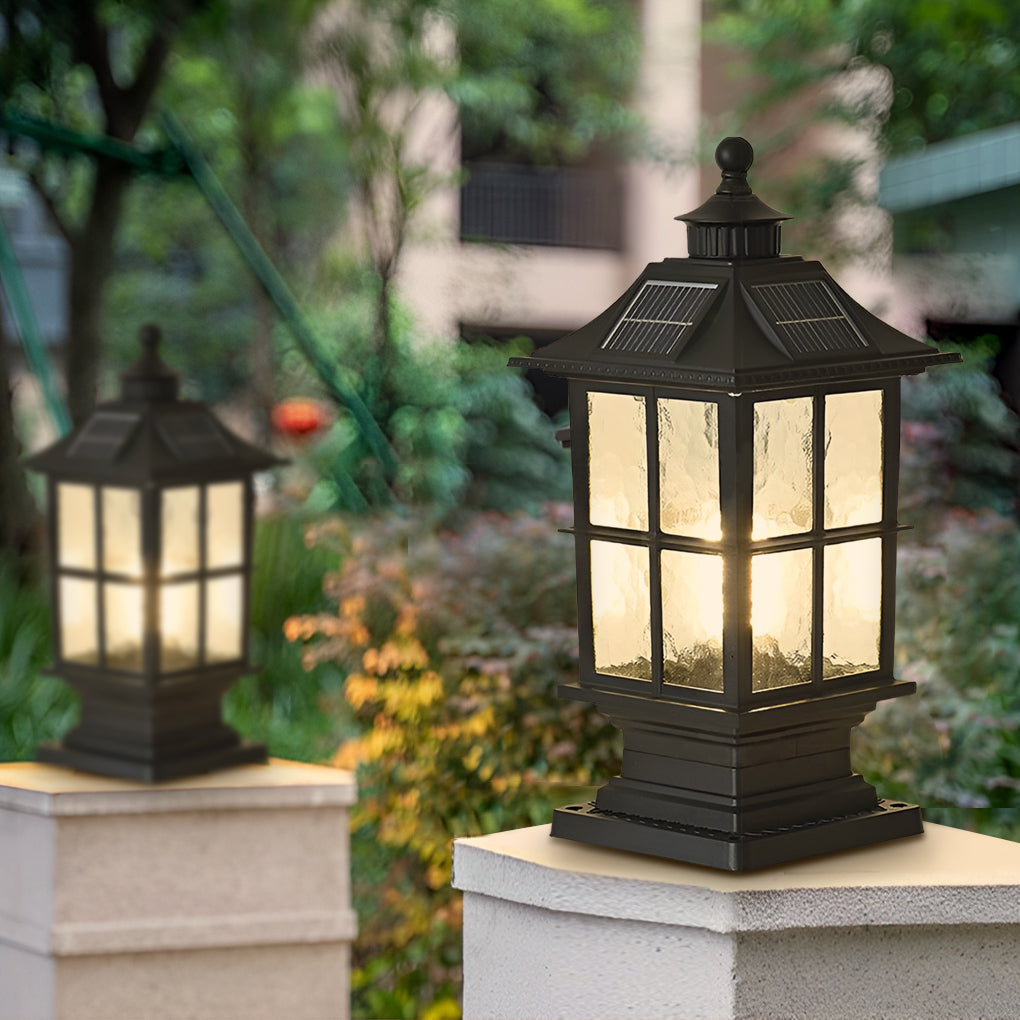 Modern Black Solar LED Pillar Landscape Light