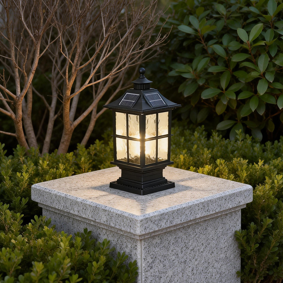 Modern Black Solar LED Pillar Landscape Light