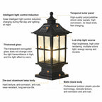 Modern Black Solar LED Pillar Landscape Light
