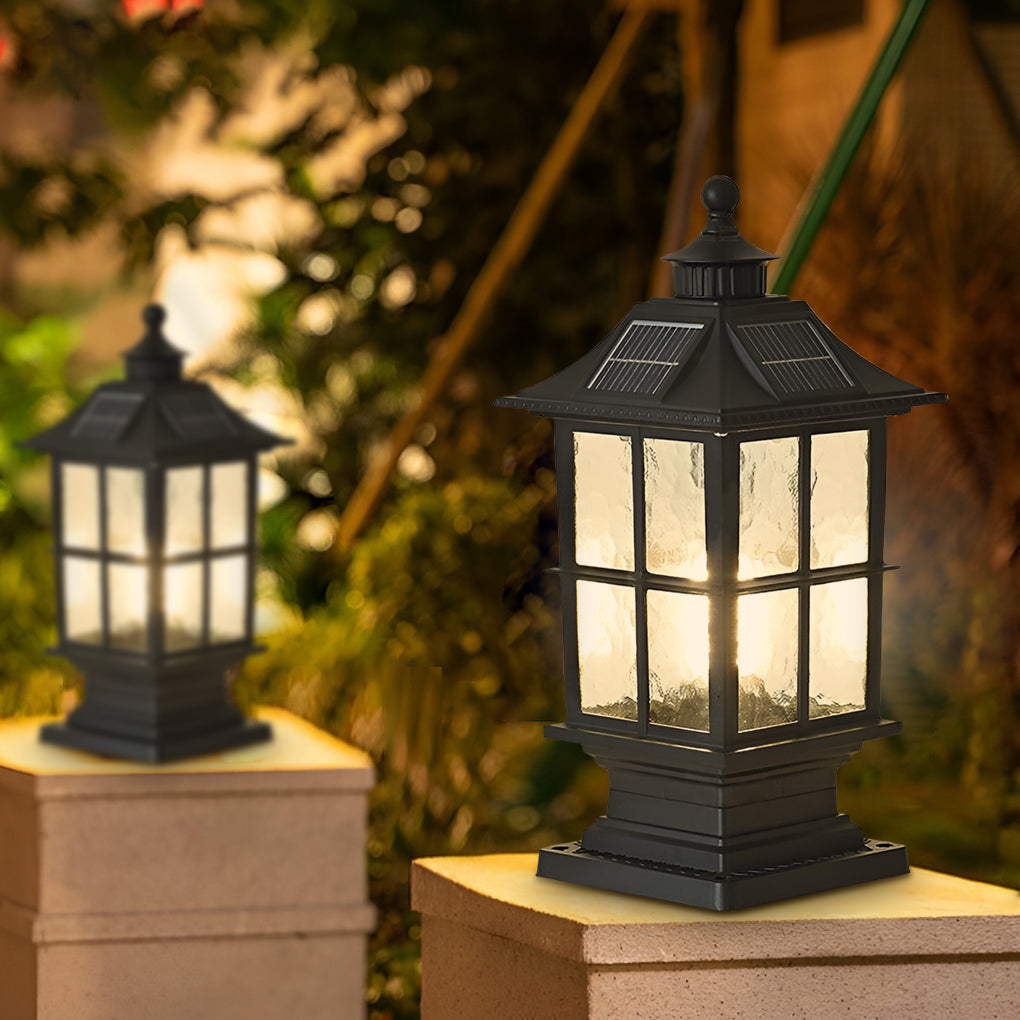 Modern Black Solar LED Pillar Landscape Light