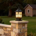 Modern Black Solar LED Pillar Landscape Light