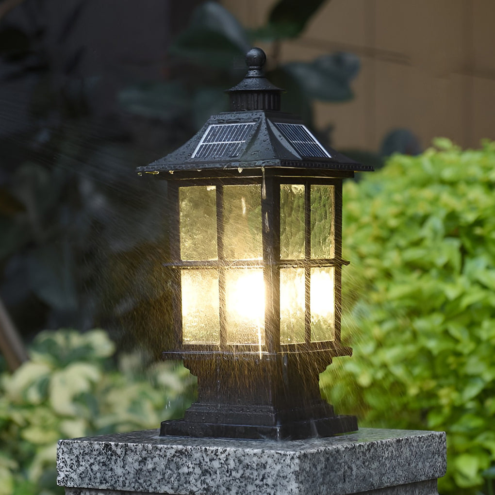 Modern Black Solar LED Pillar Landscape Light