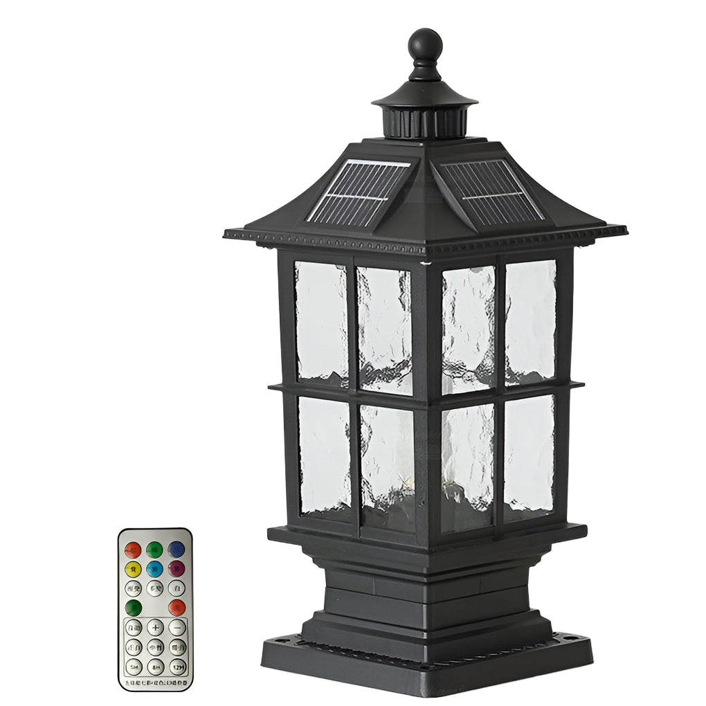 Modern Black Solar LED Pillar Landscape Light