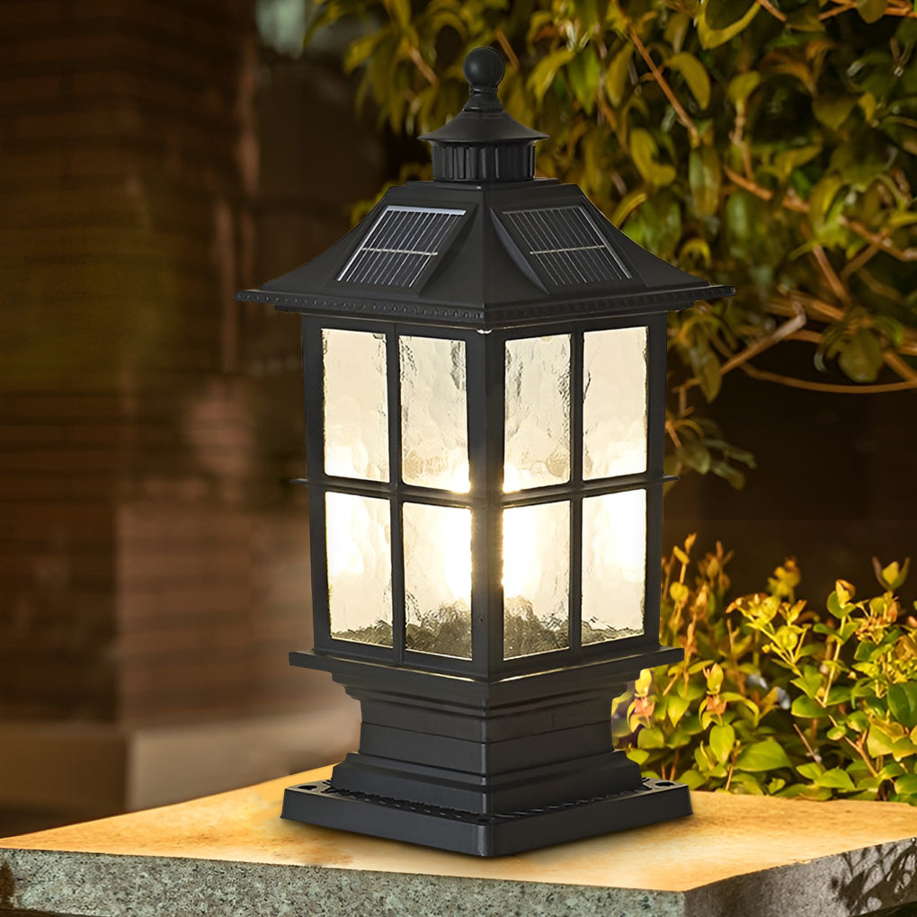 Modern Black Solar LED Pillar Landscape Light