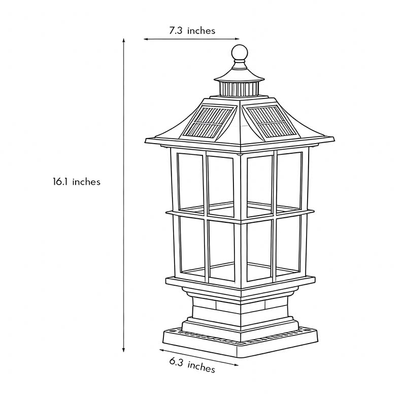 Modern Black Solar LED Pillar Landscape Light