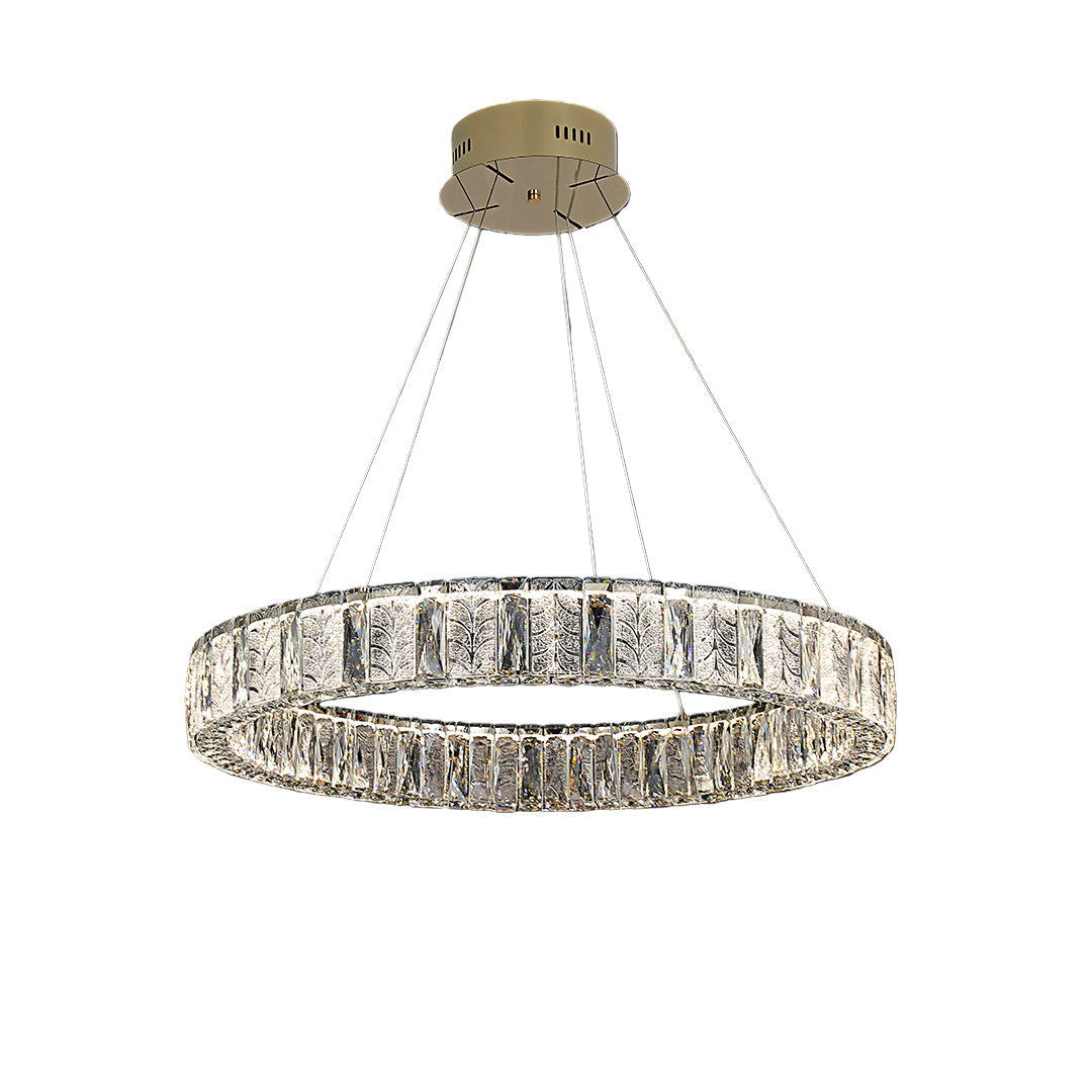Premium LED Crystal Ring Chandelier in Stainless Steel