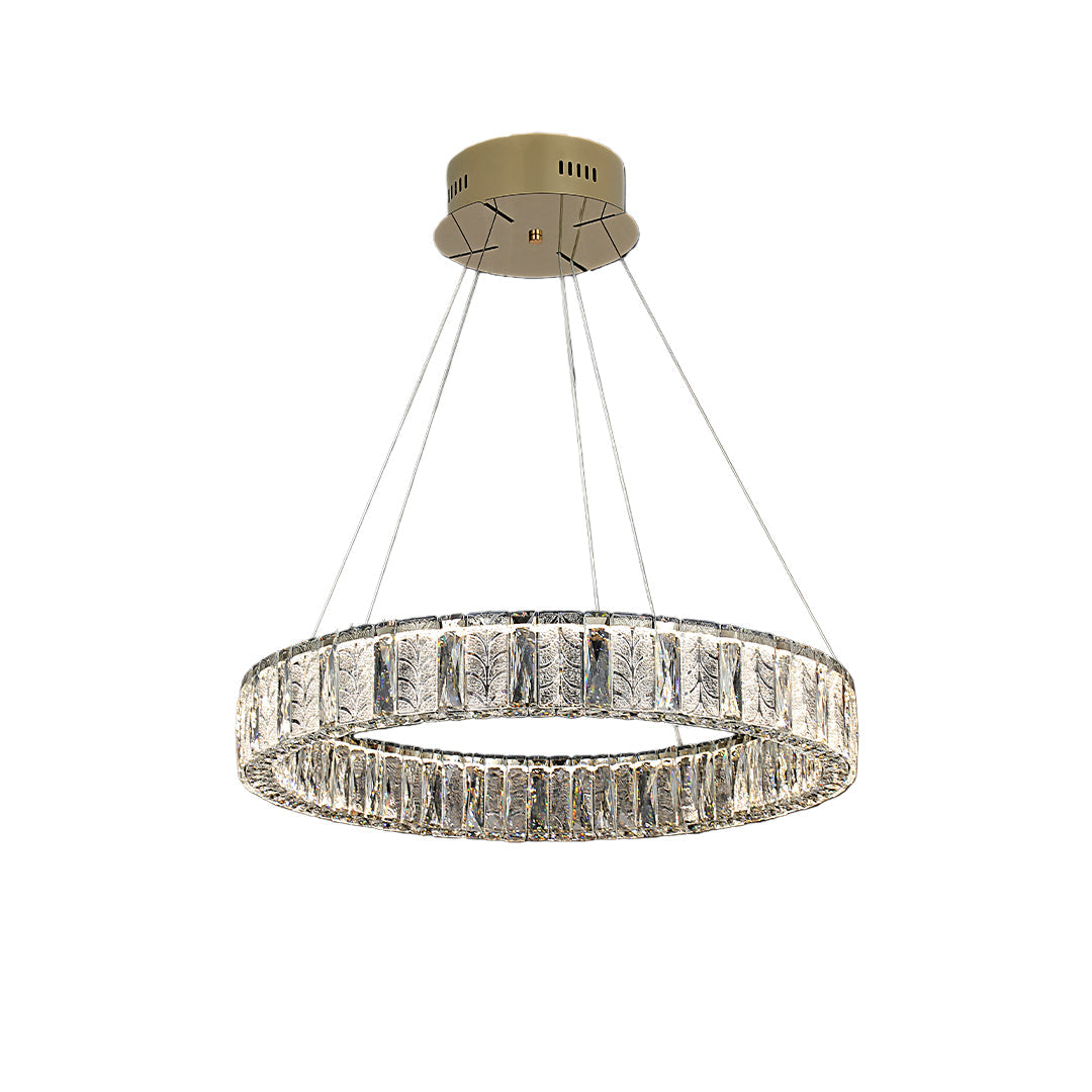 Premium LED Crystal Ring Chandelier in Stainless Steel