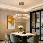 Premium LED Crystal Ring Chandelier in Stainless Steel