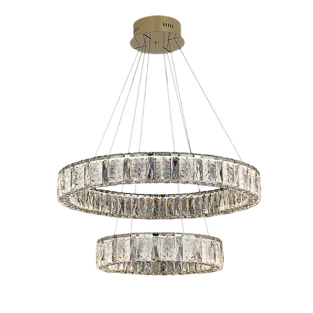 Premium LED Crystal Ring Chandelier in Stainless Steel