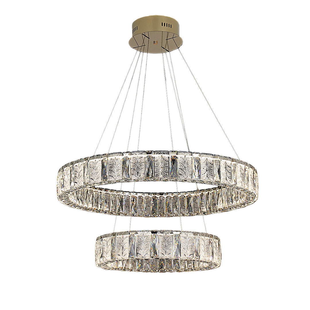 Premium LED Crystal Ring Chandelier in Stainless Steel