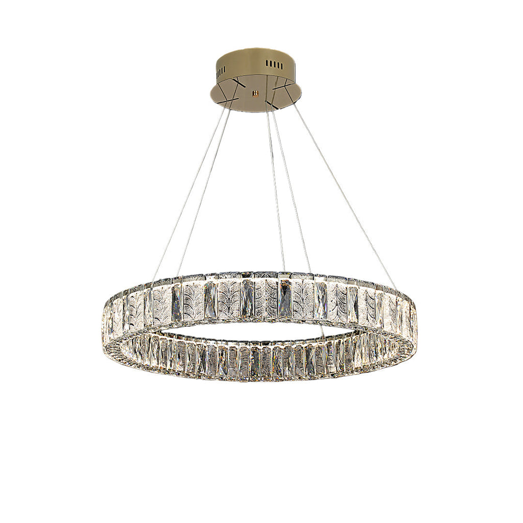 Premium LED Crystal Ring Chandelier in Stainless Steel
