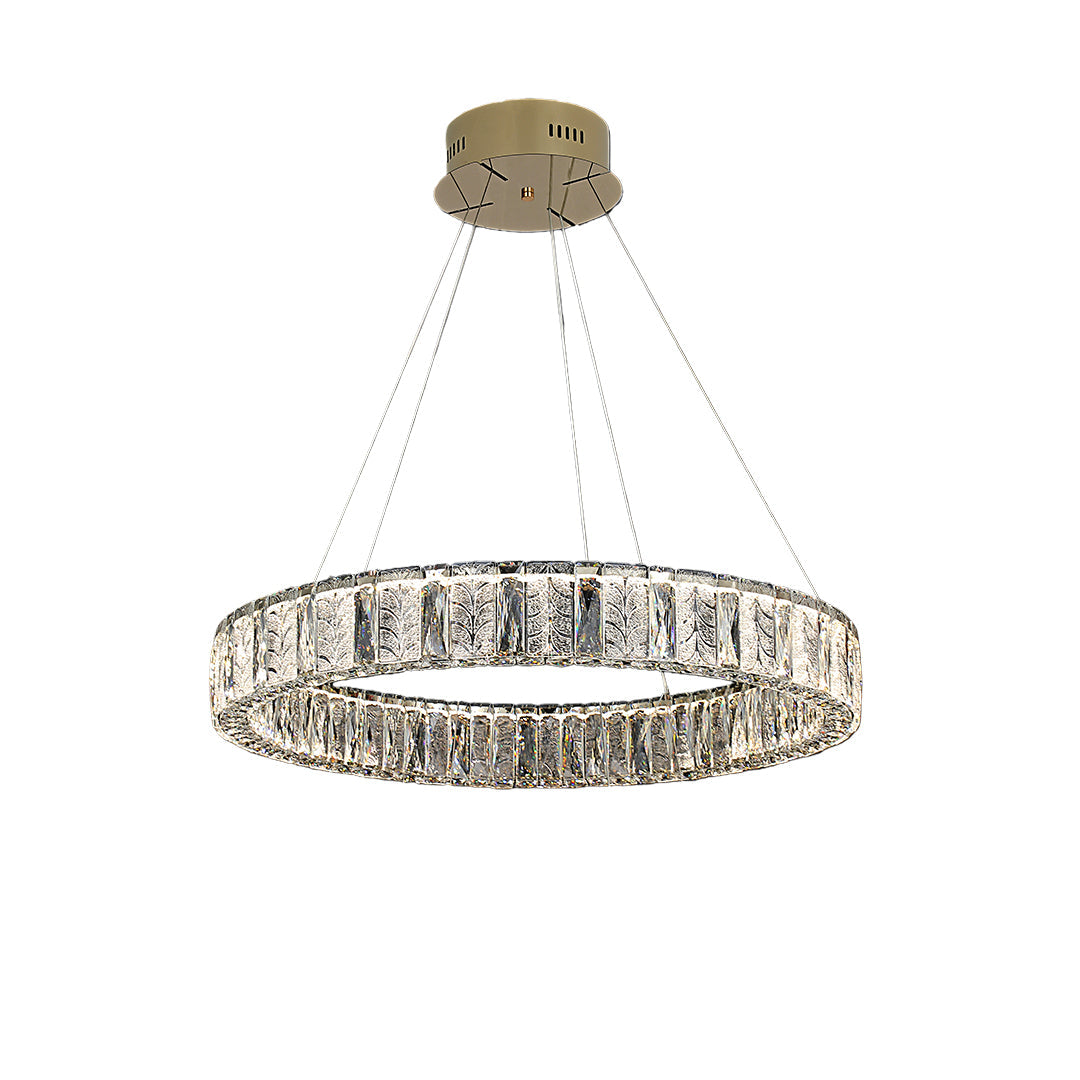 Premium LED Crystal Ring Chandelier in Stainless Steel