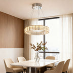 Premium LED Crystal Ring Chandelier in Stainless Steel