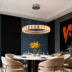 Premium LED Crystal Ring Chandelier in Stainless Steel