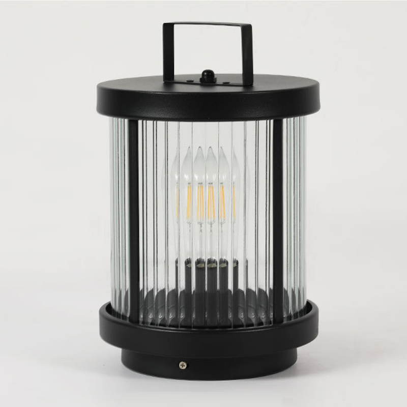 Premium Striped Glass Solar LED Lantern for Outdoor Decor