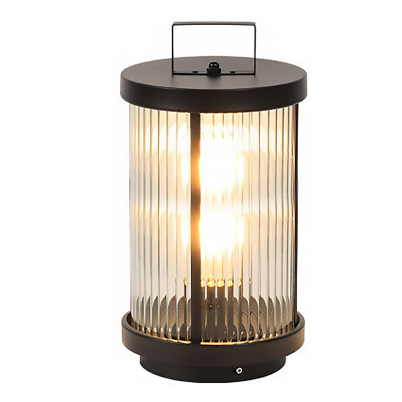 Premium Striped Glass Solar LED Lantern for Outdoor Decor
