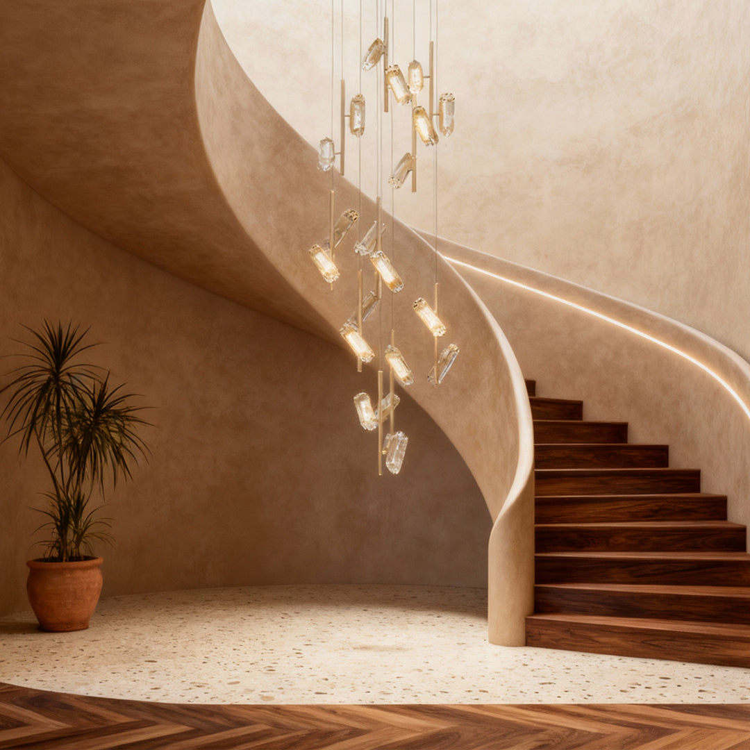 Luxury Acrylic LED Staircase Chandelier - Elegant Ceiling Light