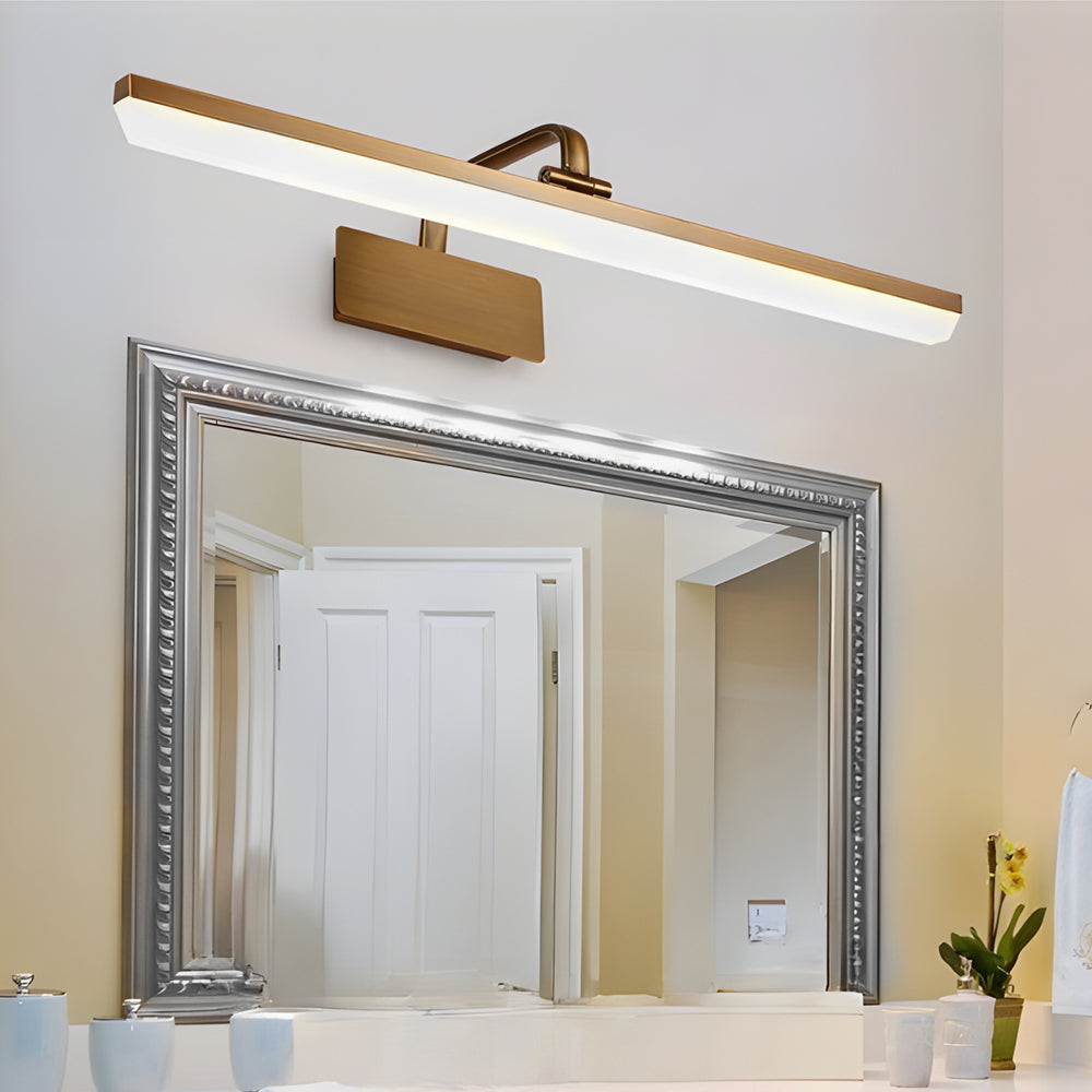 Modern Brass Curved Arm Light Bar Vanity Fixture
