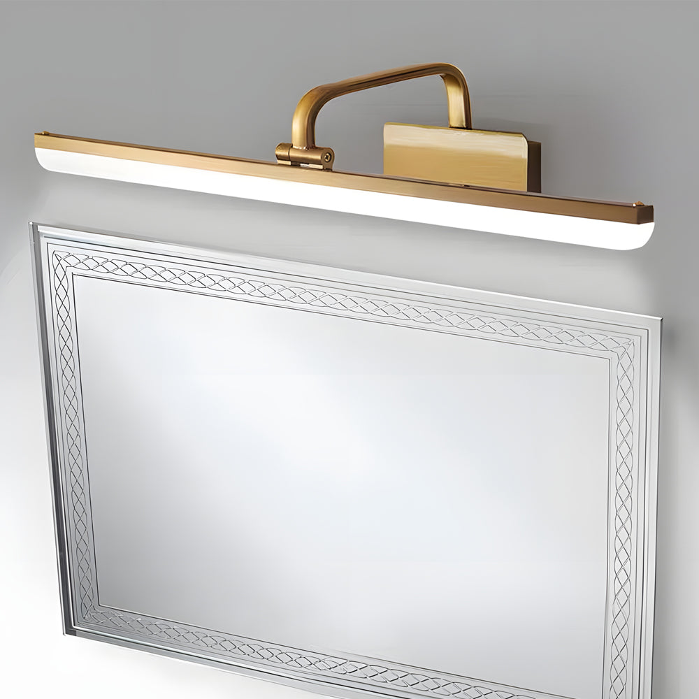 Modern Brass Curved Arm Light Bar Vanity Fixture