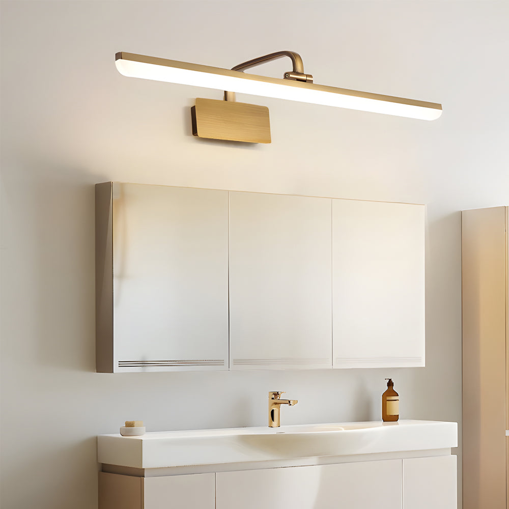 Modern Brass Curved Arm Light Bar Vanity Fixture