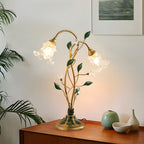 Premium Lily Table Lamp with Dual Lights and Leaf Accents
