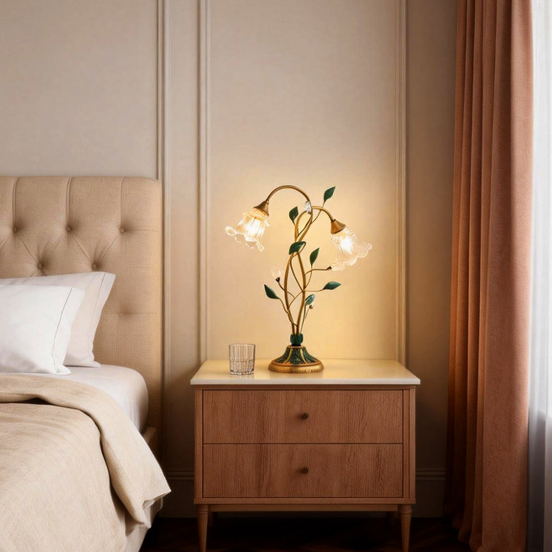 Premium Lily Table Lamp with Dual Lights and Leaf Accents