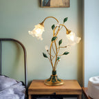 Premium Lily Table Lamp with Dual Lights and Leaf Accents
