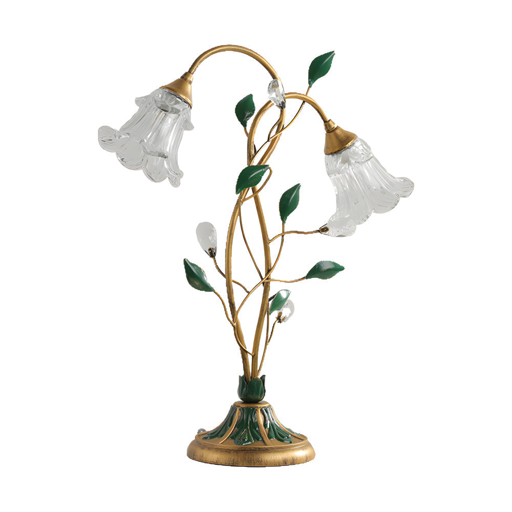 Premium Lily Table Lamp with Dual Lights and Leaf Accents