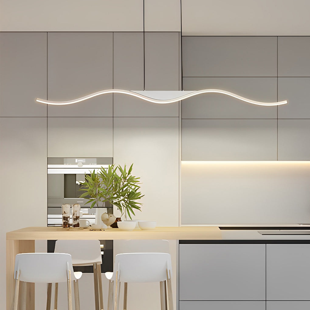 Modern White Line Wave Pendant Ceiling Light