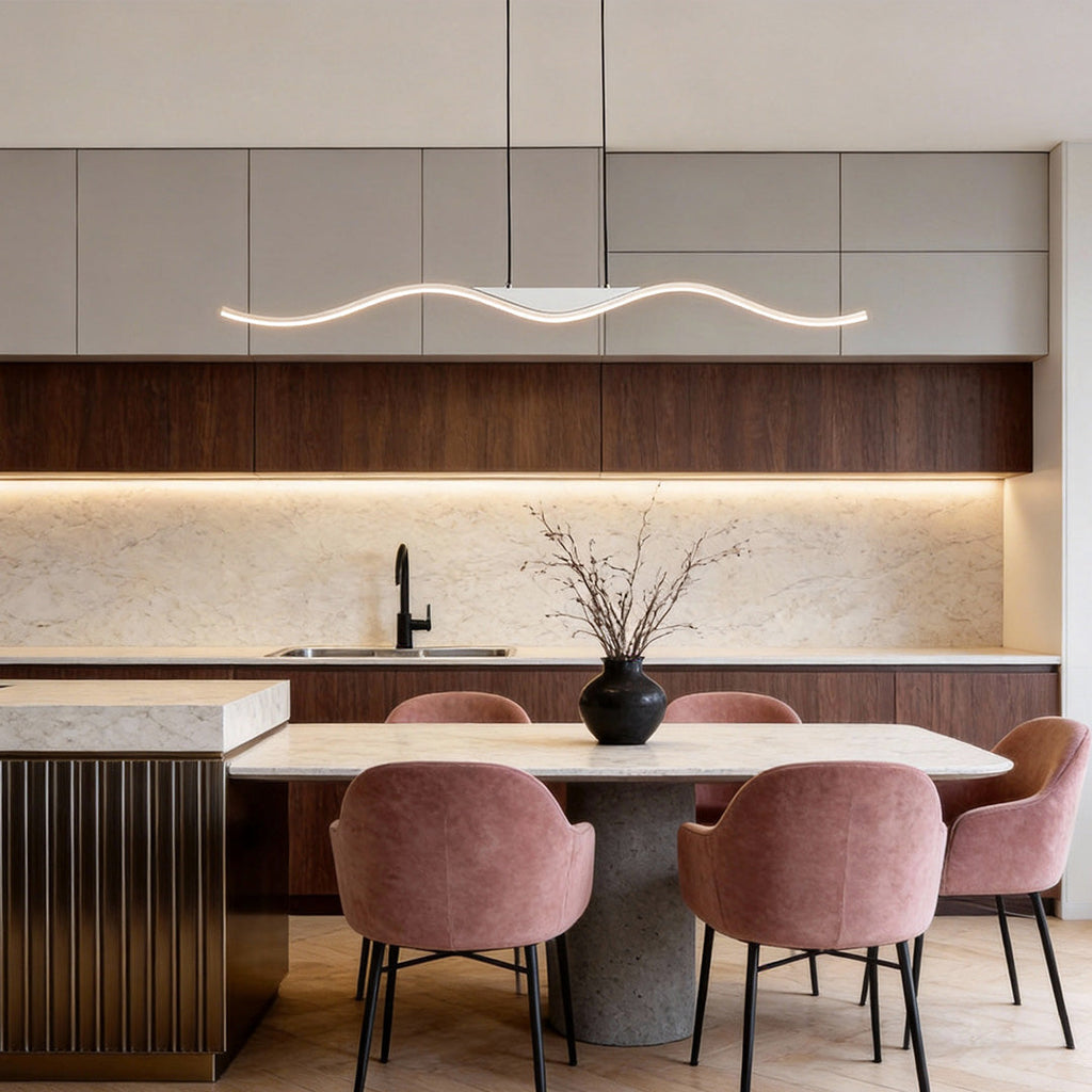 Modern White Line Wave Pendant Ceiling Light