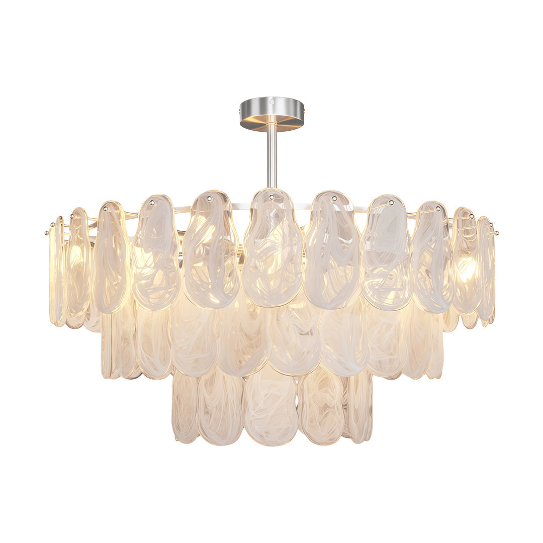 Midcentury Modern Copper and Glass Chandelier