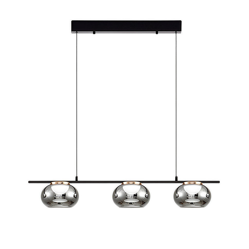 Gray Glass Globe Pendant Light - Full-Spectrum Metal Ceiling Fixture