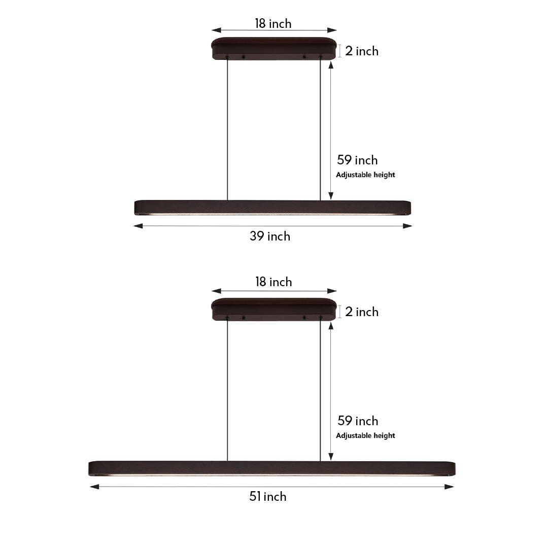 Japanese Minimalist Linear Pendant Light for Island Ceilings