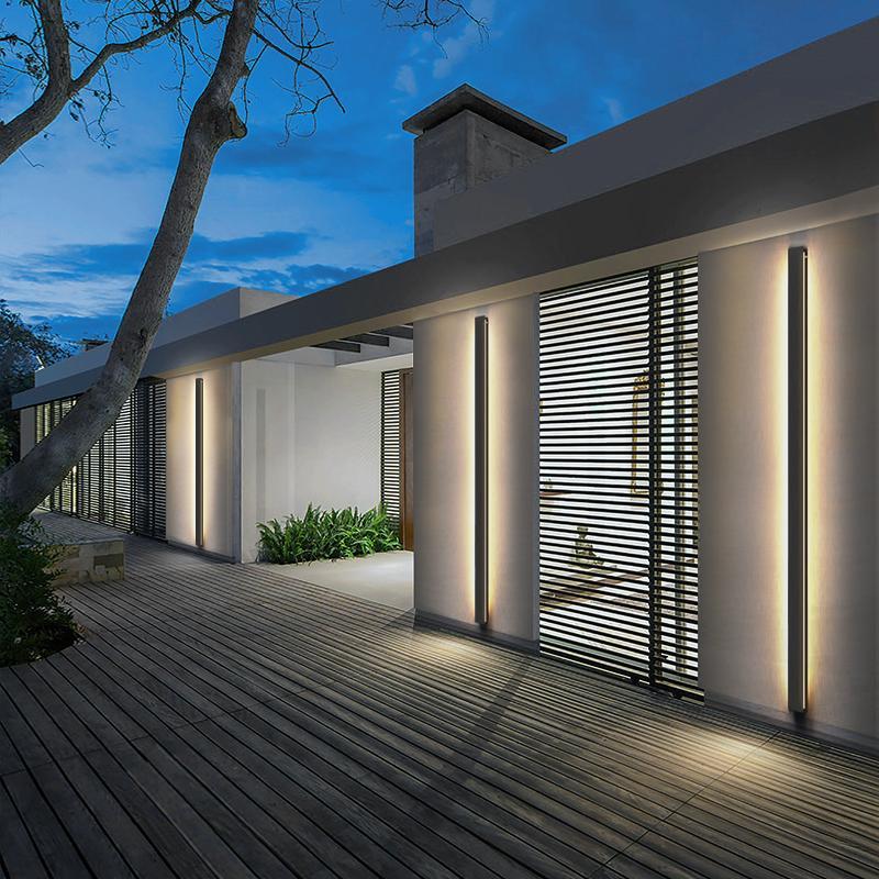 Minimalist Black LED Linear Outdoor Wall Sconce