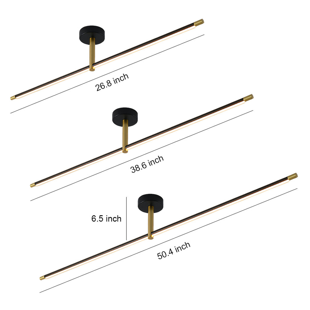 Minimalist Black and Gold LED Semi Flush Mount Ceiling Light