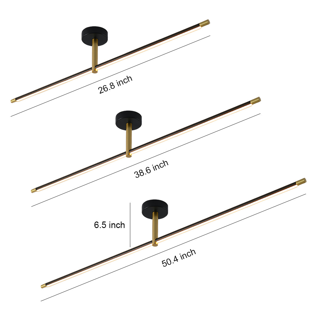Minimalist Black and Gold LED Semi Flush Mount Ceiling Light