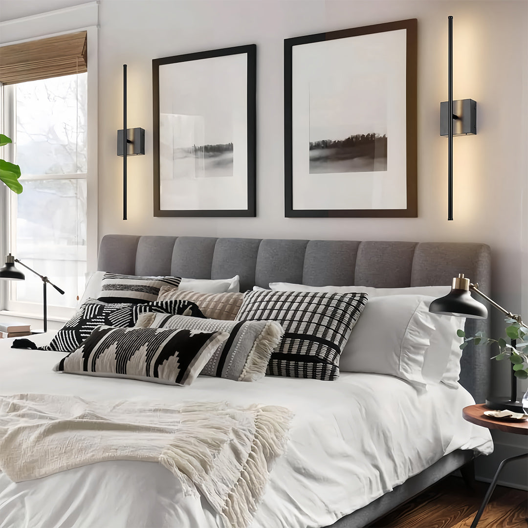 Modern Wireless Black Iron Linear LED Wall Light