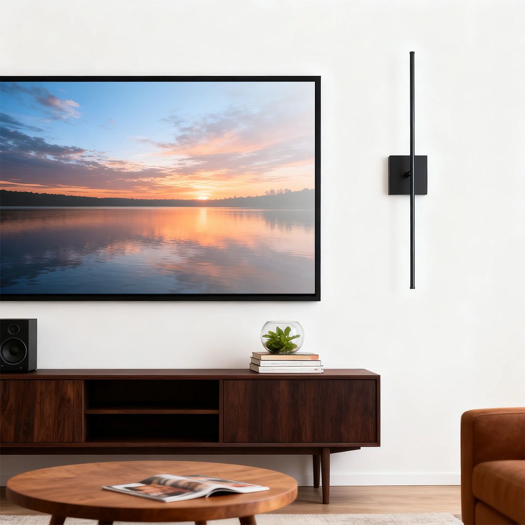 Modern Wireless Black Iron Linear LED Wall Light