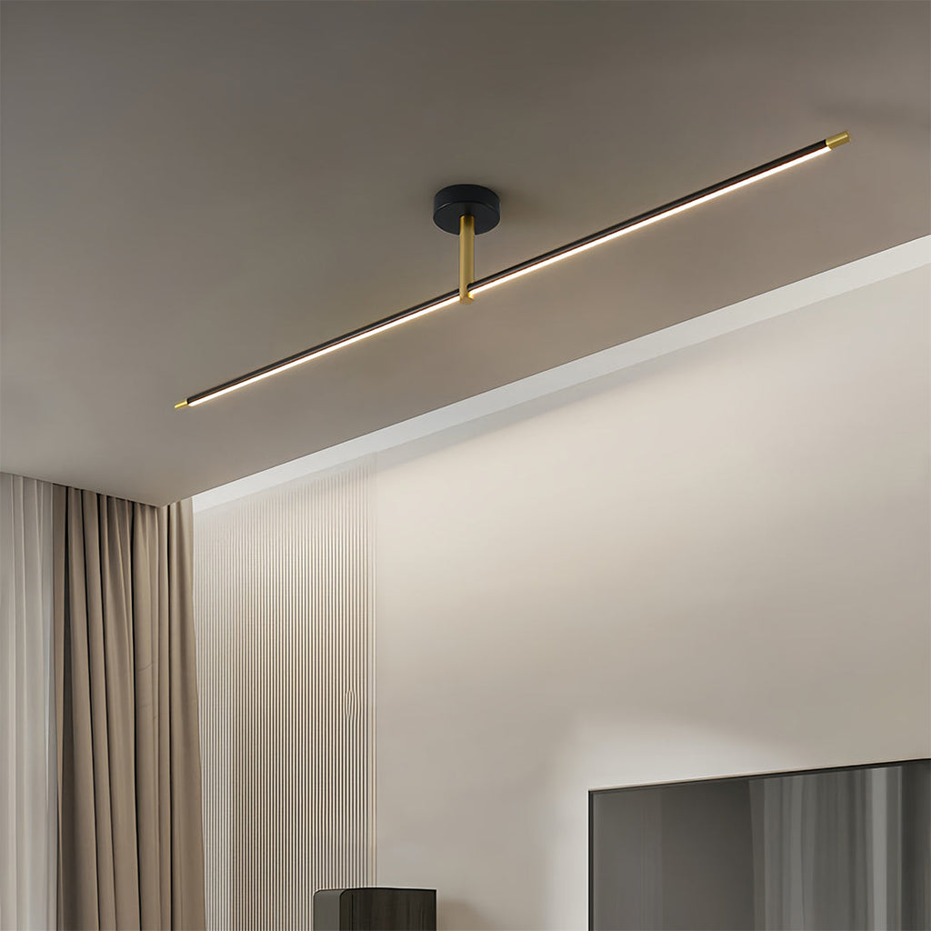 Minimalist Black and Gold LED Semi Flush Mount Ceiling Light