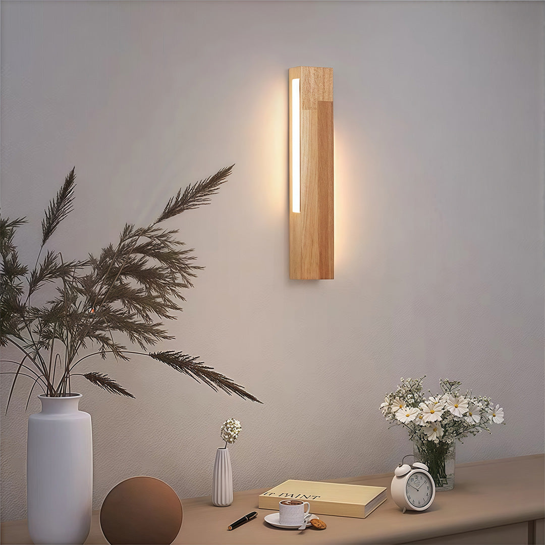 Premium Japanese LED Wall Light - Aluminum & Wood Bedside Lamp