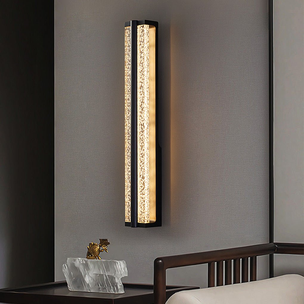 Premium Black Rectangular Stainless Steel Crystal Wall Sconces
