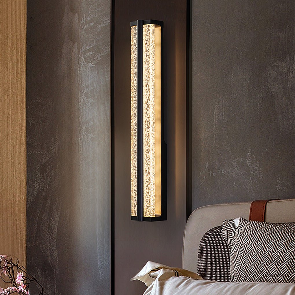 Premium Black Rectangular Stainless Steel Crystal Wall Sconces
